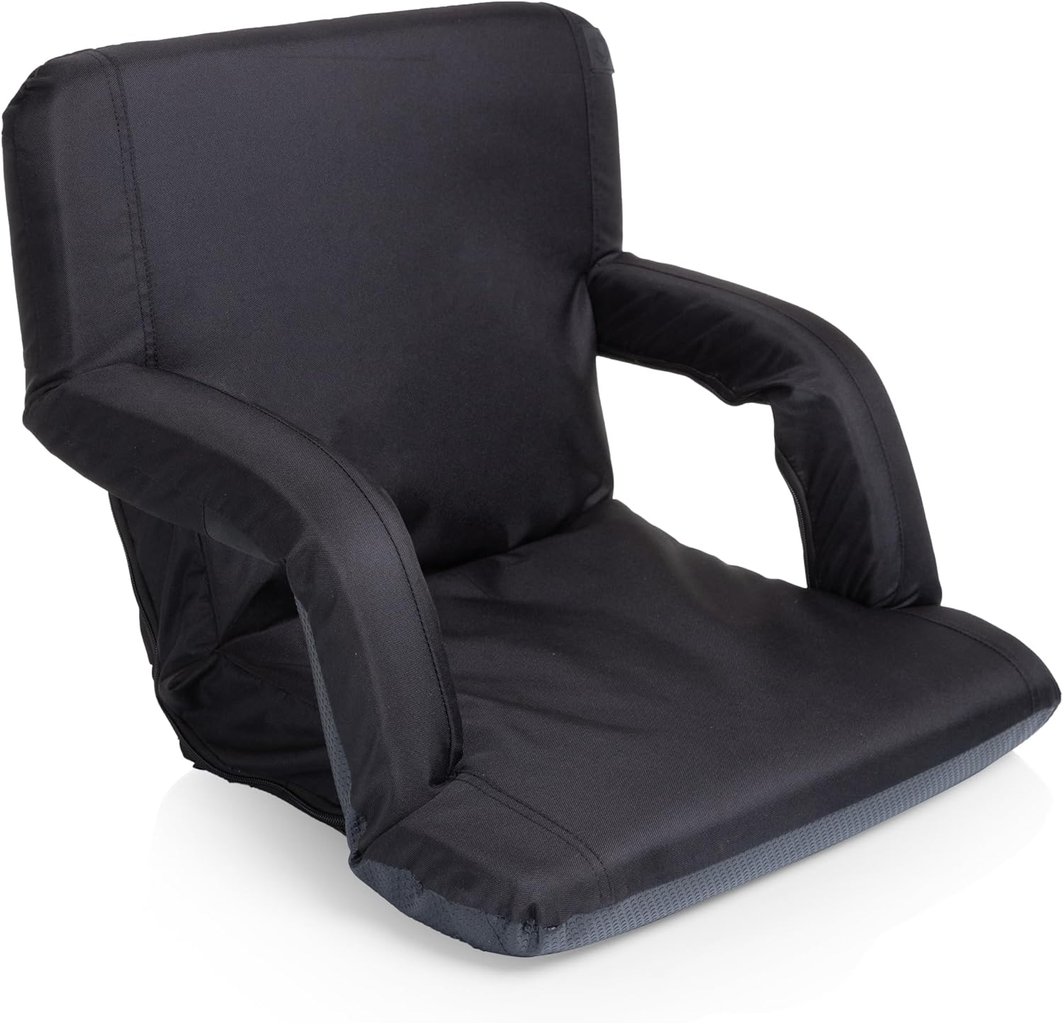 PICNIC TIME ONIVA - a Brand Ventura Reclining Stadium Seat with Back Support - Bleacher Seat - Beach Floor Chair, (Black)