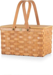 PICNIC TIME Poppy Personal Picnic Basket - Insulated Lunch Bag - Retro Lunch Box, (Beige)