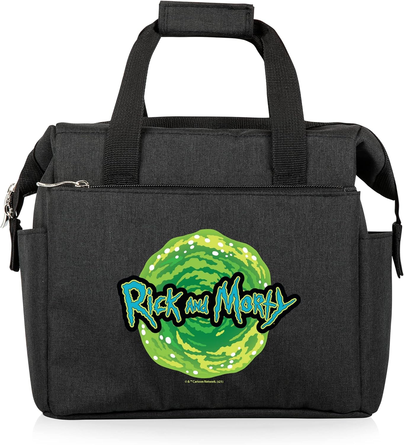 PICNIC TIME Rick and Morty On The Go Lunch Bag, Soft Cooler Lunch Box, Insulated Lunch Bag, (Black), 10 x 6 x 10.5