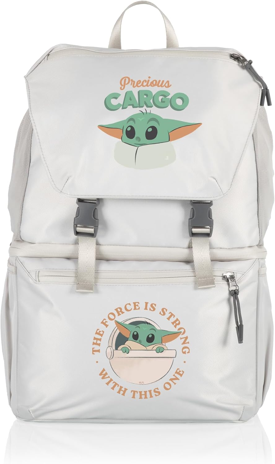 PICNIC TIME Tarana Made with Recycled Material, Soft Backpack, Upcycled Cooler Bag, Star Wars Mandalorian Grogu-Halo Gray, 11.22 x 7.283 x 16.929