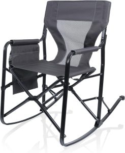 PICNIC TIME Woodland Rocking Camping Chair with Storage Caddy, Camp Chair for Adults, (Charcoal Gray)