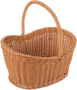 PRETYZOOM Outdoor Hand Held Woven Picnic Basket for Fruit and Snacks Sturdy Design for Easy Carrying Rustic Storage for Weddings Banquets and Picnics