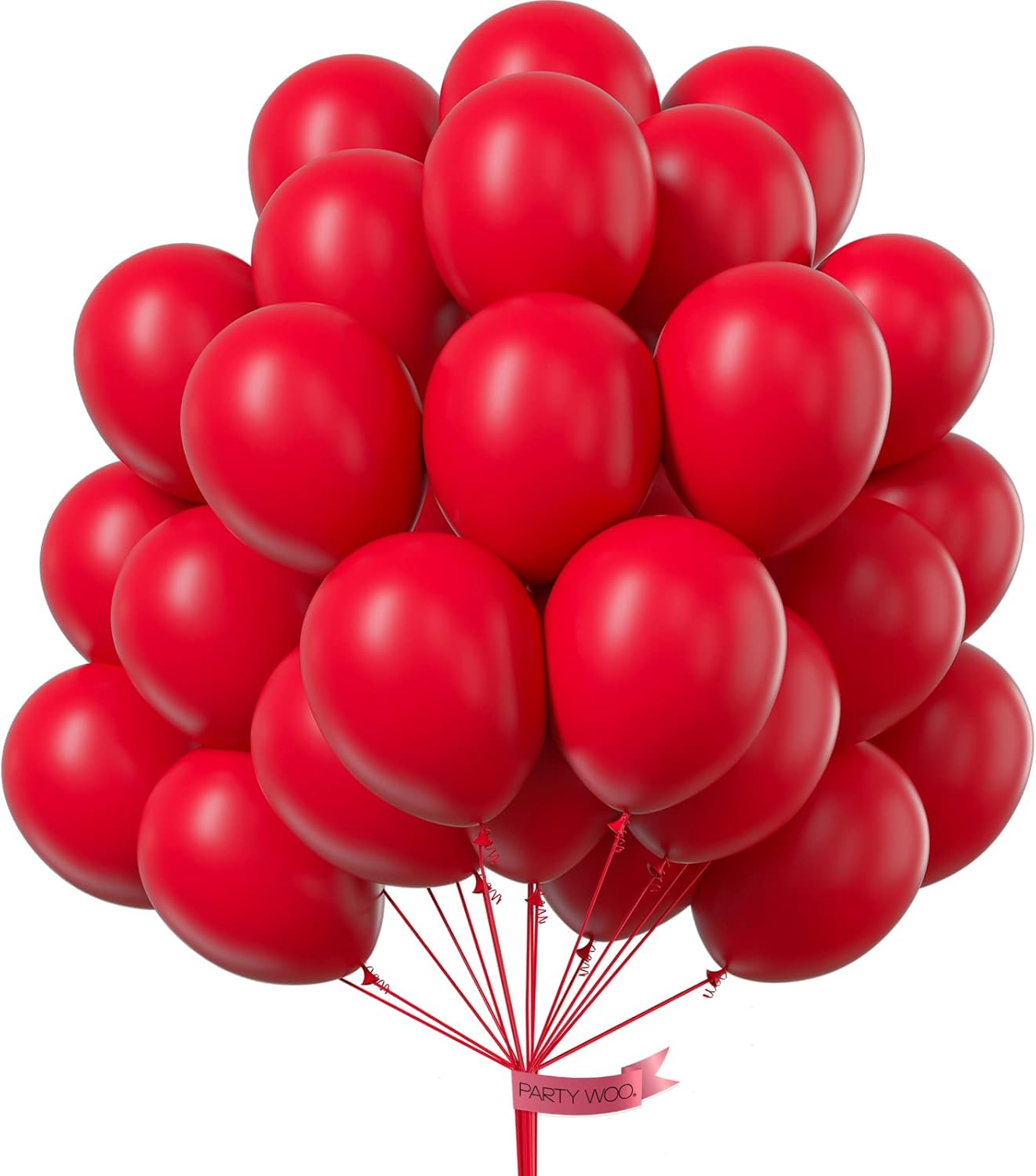 PartyWoo Red Balloons 50 pcs 12 Inch Matte Red Latex Helium Balloons for Graduation Wedding Independence Day Valentine's Day Memorial Day Christmas Engagement Birthday Party Decorations Red-Y57
