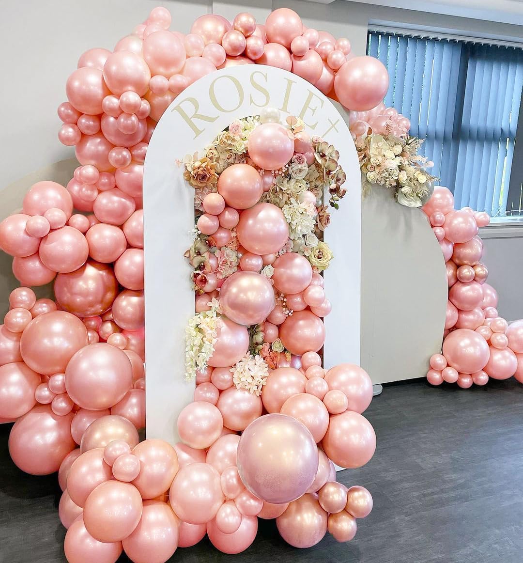 Pearl Pink Balloon Garland Double Stuffed Balloons Pearl Balloons Different Sizes Dusty Rose 18/12/5in Thick Latex Rose Pink Balloon Arch Kit for Baby Bridal Shower Birthday Boho Wedding Party Decor