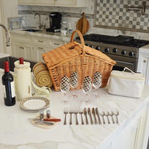 Personalized Picnic at Ascot Dorset English-Style Willow Picnic Basket with Service for 4 - Designed, Assembled & Quality Approved in The USA