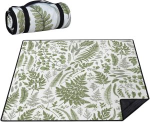 Picnic Blankets Waterproof Foldable Extra Large,80"x 80" Outdoor Beach Blanket Sandproof,3-Layer Lightweight Handy Mat Tote Picnic Camping Rugs for Outside Your Rv (Botanical Fern Plant)