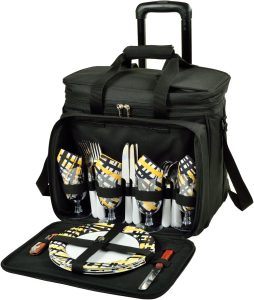 Picnic at Ascot Equipped Picnic Cooler with Service for 4 on Wheels (Paris)