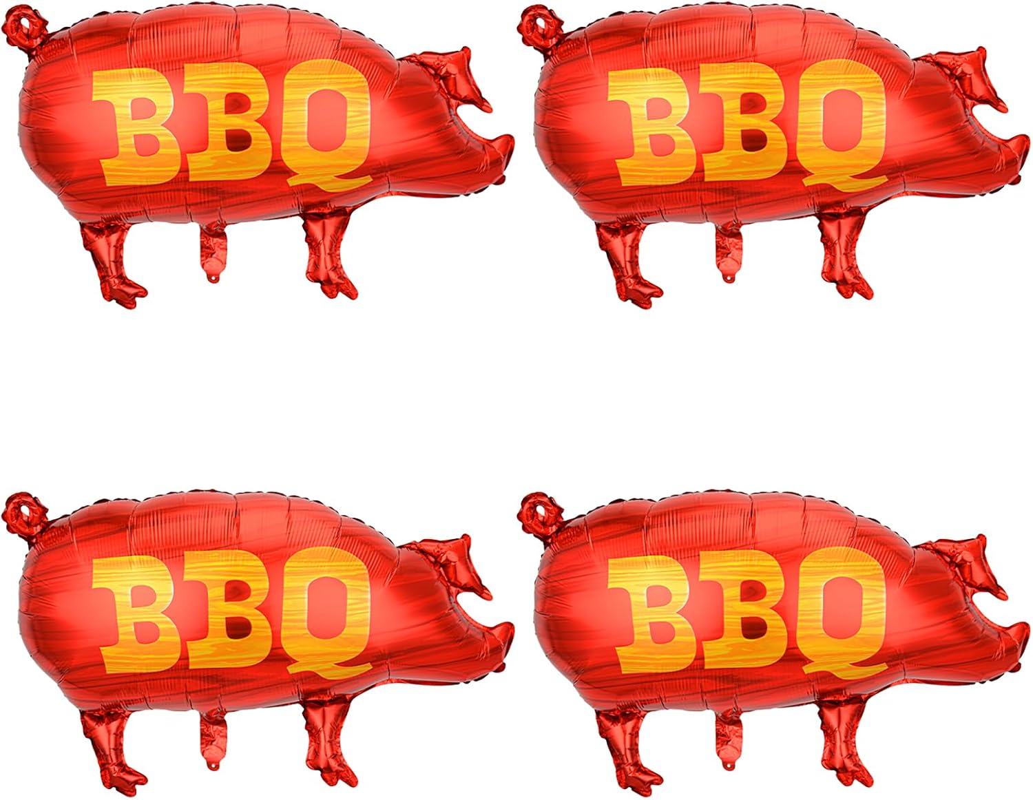 Pig BBQ Party Balloons, 4Pcs Cartoon Pig Shaped BBQ Mylar Foil Balloons for Barbecue Picnic Fast Food Snacks Cookout Baby Shower Summer Birthday Party Decorations