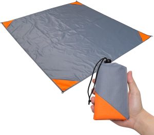 Pocket Picnic Blanket 60"x50" Foldable Compact Beach Camping Mat with Storage Bag for Hiking Travel Outdoor Recreation
