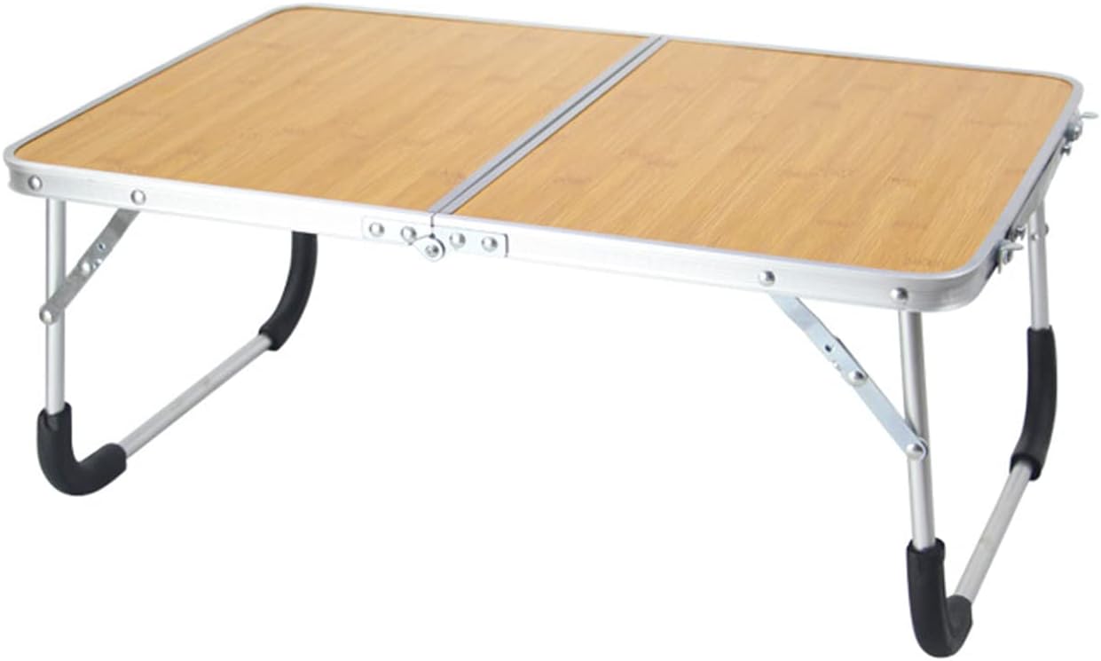 Portable Folding Table, Outdoor Folding Table, Folding Beach Table, Laptop Table, Suitable for Outdoor Travel, Camping, Beach, Barbecue, Picnic, Party, Patio, Etc. (Bamboo Color)