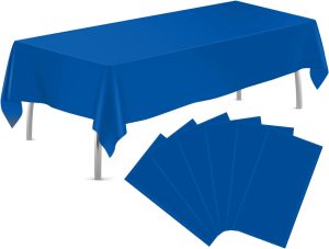 Royal Blue 6 Pack Plastic Table Cloth 54" x 108", Disposable Tablecloths Rectangle Table Cover, Plastic Table Cloths for Parties