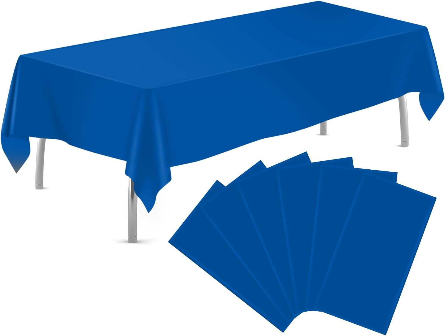 Royal Blue 6 Pack Plastic Table Cloth 54" x 108", Disposable Tablecloths Rectangle Table Cover, Plastic Table Cloths for Parties