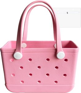 Rubber Beach Tote Bag Waterproof and Sandproof,Lightweight Travel Bag,Zippered Inner Pocket,Pool Travel Camping