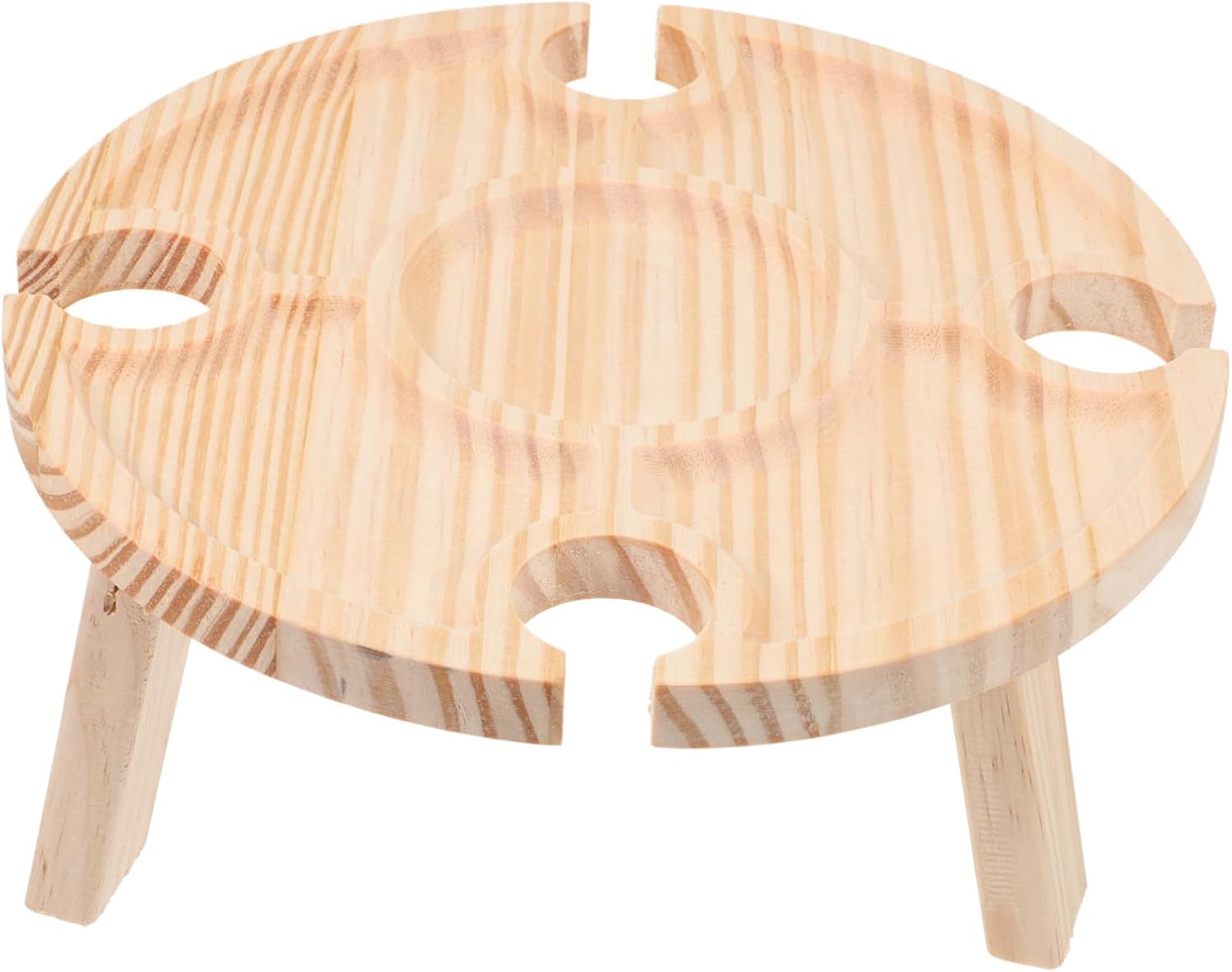 STOBAZA 1Pc Portable Picnic Table Outdoor Folding Wine Table for Snacks and Drinks for Camping Beach and Indoor Parties Natural Wood Finish