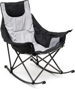 SUNNYFEEL Oversized Rocking Camping Chair, Fully Padded Patio Chair with Side Pocket, High Back Portable Lawn Recliner with Headrest, Outdoor Camp Rocker Chairs for Adults Heavy Duty 500 LBS