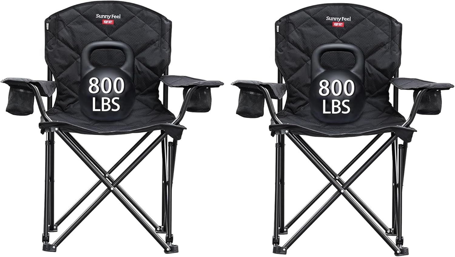 SUNNYFEEL XXL Oversized Camping Chair Heavy Duty 800 LBS for Big Tall People Above 6'4 Padded Portable Folding Sports Lawn Chairs with Armrest Cup Holder & Pocket for Outdoor/Travel/Picnic/Camp