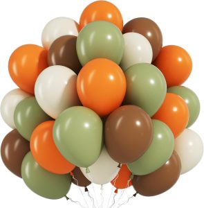 Sage Green Brown Balloon, 60 Packs 12 Inch Brown Beige Jungle Safari Wild Woodland Balloon, Olive Green Orange Cream Balloons for Birthday Wedding Shower Party Decorations
