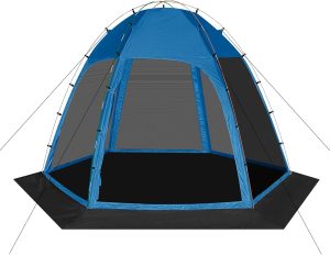 Screen Tent with Removable Floor, Siebwin 10'x10' Six-Sided Gazebos with Mosquito Netting Sunproof Outdoor Canopy Tent for 4-6 People Family Backyard Party Outside Activities, Blue