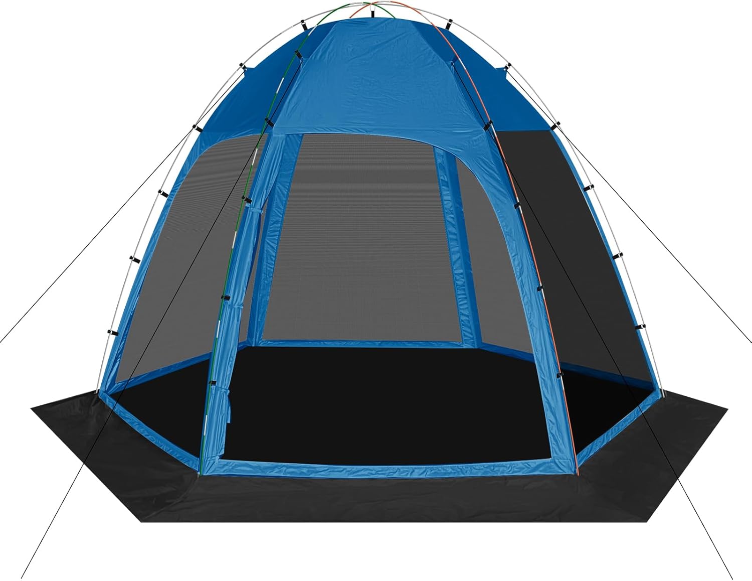 Screen Tent with Removable Floor, Siebwin 10'x10' Six-Sided Gazebos with Mosquito Netting Sunproof Outdoor Canopy Tent for 4-6 People Family Backyard Party Outside Activities, Blue