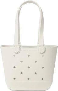 Simple Modern Medium Beach Bag | Waterproof Getaway Rubber Tote with Zipper Pocket for Travel, Pool, Boat, Groceries, Sports | Cream