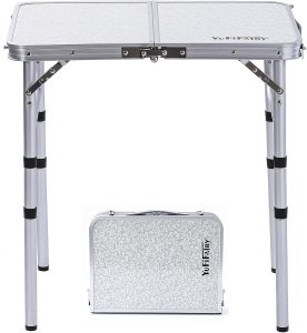 Small Folding Table Portable, 24''L x16''W Foldable Camp Table with 3 Adjustable Height, Indoor Outdoor Lightweight Aluminum for Outdoor Cooking Picnic, (3 Heights)