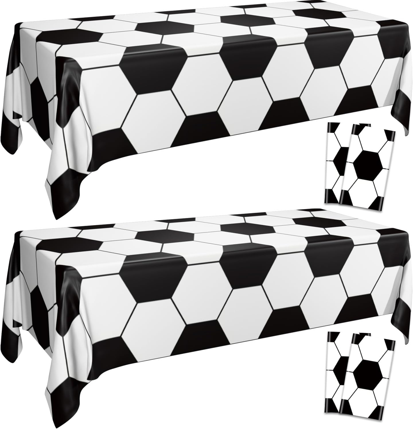 Soccer Table Cloth, 4 Pack Rectangle Soccer Pattern Party Table Covers for Children's Sports Birthday Party Decorations Picnic, 51 x 86 inch