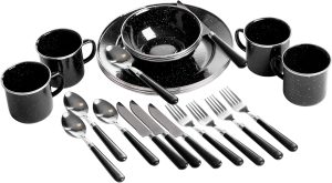 Stansport 24-Piece Enamel Camping Tableware Set