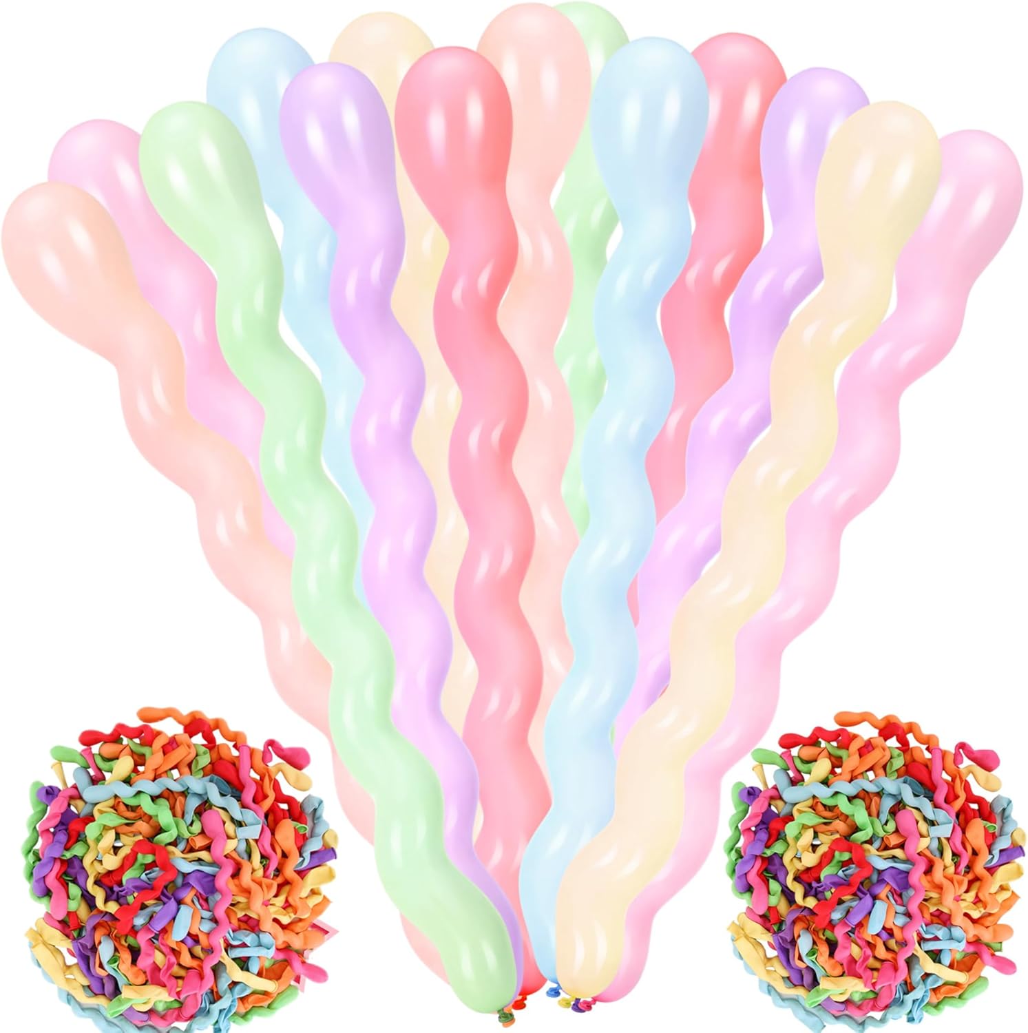 Sumind 100 Pcs 40'' Latex Spiral Balloons Colorful Twisted Long Assorted Colors Balloon for Playing Wedding Birthday Party Theme Parties Festival Parties(Macaron Color)