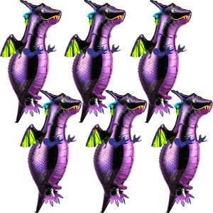 Sumind 6 Pieces Magic Dragon Balloons Aluminum Foil Flying Dragon Balloons for Medieval Theme Birthday Baby Shower Fantasy Party Supplies