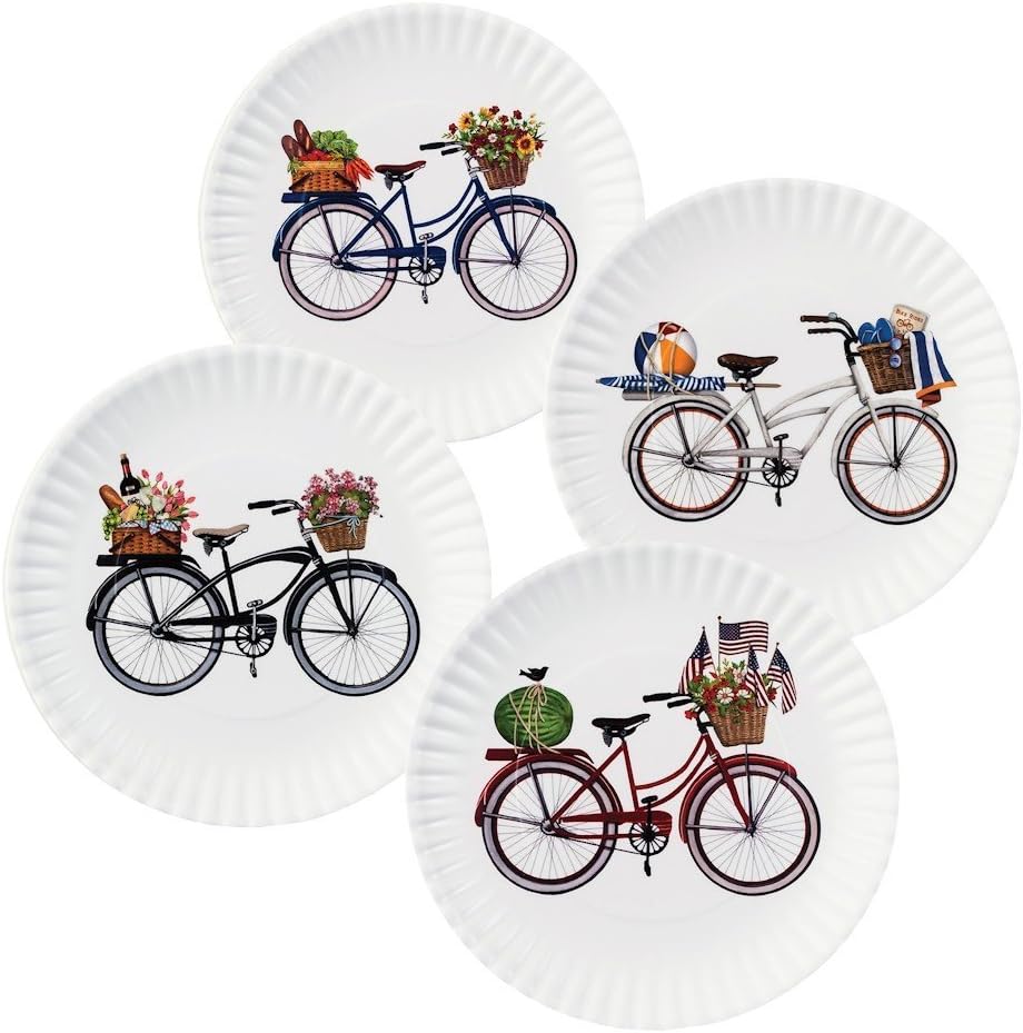 Summer Bikes 9" Melamine Plates, Set of 4