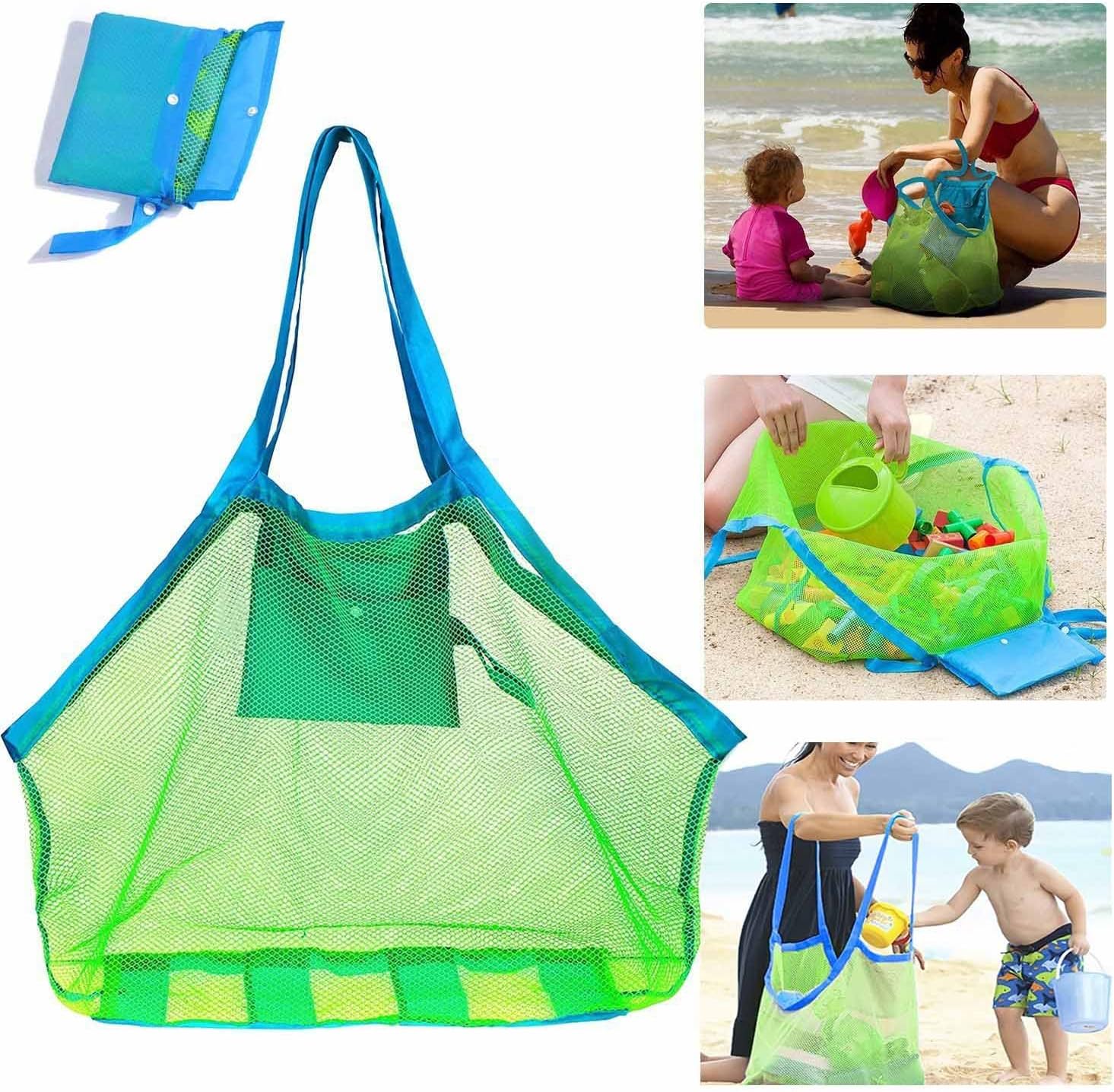 SupMLC Mesh Extra Large Beach Bags and Totes - Holds Toys, Towels, Sand Away - For Children's Toys, Market, Grocery, Picnic