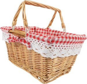 TIDTALEO Woven Picnic Basket with Folding Handles Hand Woven Wicker Storage Basket for Outdoor Activities and Stylish Picnic Container for Camping and Family Gatherings