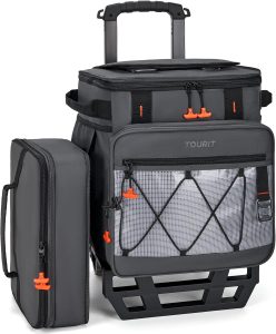 TOURIT 75 Can Rolling Cooler Detachable Double Deck Beach Cooler with Wheels Collapsible for Outdoor, Camping, Picnic, Travel