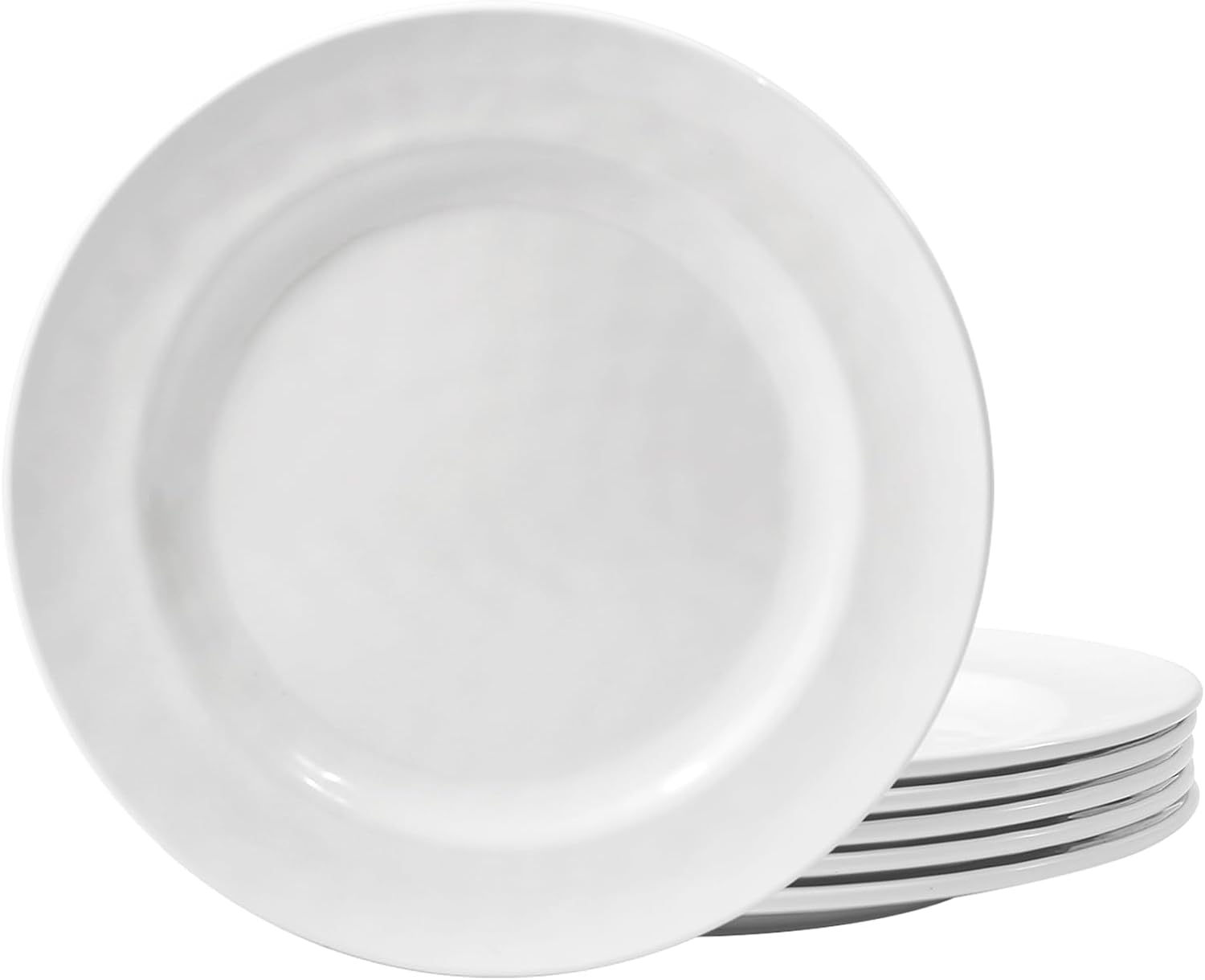 TP 8.5" Melamine Dinner Plates, 6-piece Plate Set Unbreakable Serving Dishes for Indoor and Outdoor, Service for 6, White