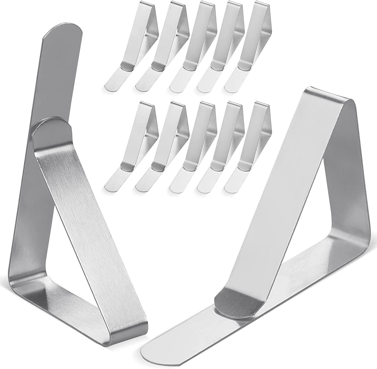Tablecloth Clips [USA Based Brand] - 12 Pack Stainless Steel, Rust Proof Table Clips for Home, Restaurants, Picnic, Party, Dining Tables - Fits Up to 1.8 Inch Thick Tables