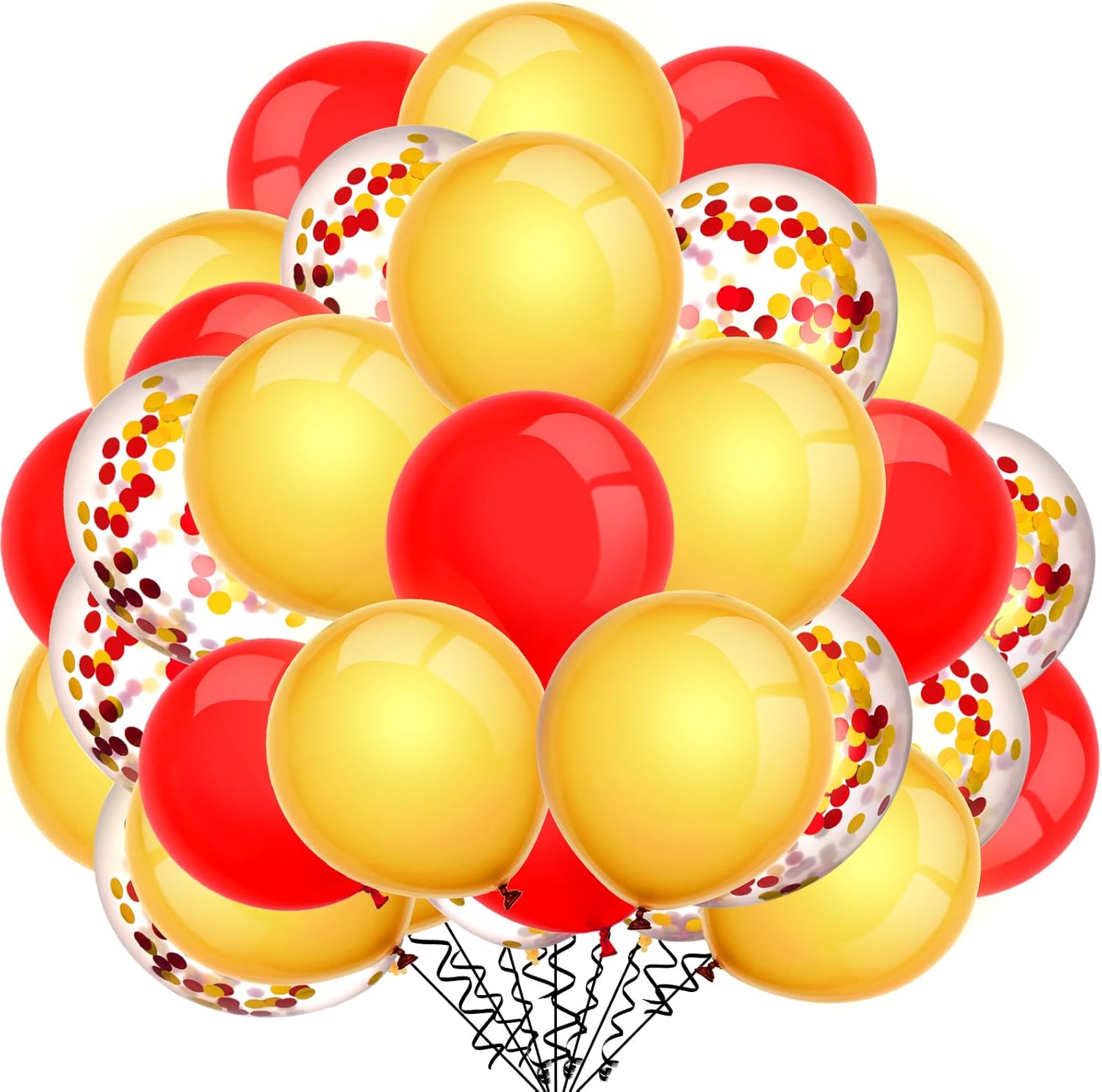 TecUnite 80 Pcs Red Gold Confetti Balloons 12 Inch for Wedding Event Party Arch Balloons Baby Shower Birthday Party Decorations Supplies