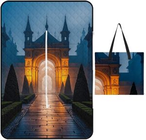 The Garden at Night Picnic Blanket with Zippered Tote Bag, Waterproof Portable Outdoor Blanket, Lightweight Foldable Outdoor Mat for Beach, Camping, Park, 150x100cm
