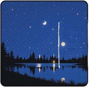 The Lake in The Night Sky Picnic Blanket with Zippered Tote Bag, Waterproof Portable Outdoor Blanket, Lightweight Foldable Outdoor Mat for Beach, Camping, Park, 150x150cm