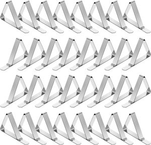 TriPole Tablecloth Clips 32 Pack Stainless Steel Table Cover Clamps Skirt Clips for Home Kitchen Restaurant Picnic Tables