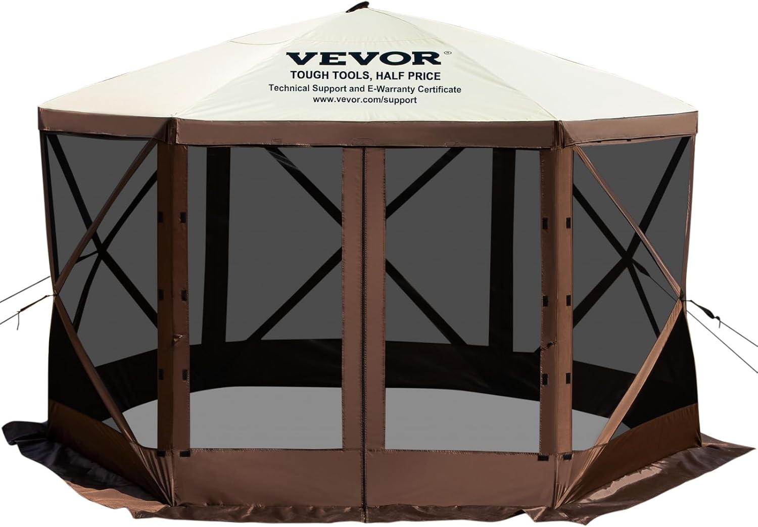 VEVOR Pop Up Gazebo Screen Tent, Pop-Up Instant Gazebo Tents with Mosquito Netting Outdoor Canopy, 6 Sided Sun Shelter 10x10ft with 6 Removable Wind Cloths & 2 Mesh Windows, Pavilion Tent for Patio