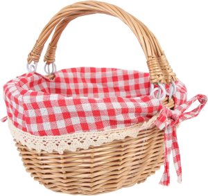 VICASKY Handmade Portable Woven Basket with Removable Lining Multi Purpose Design for Fruits Bread Snacks and Wine for Picnics Camping and Home Decor
