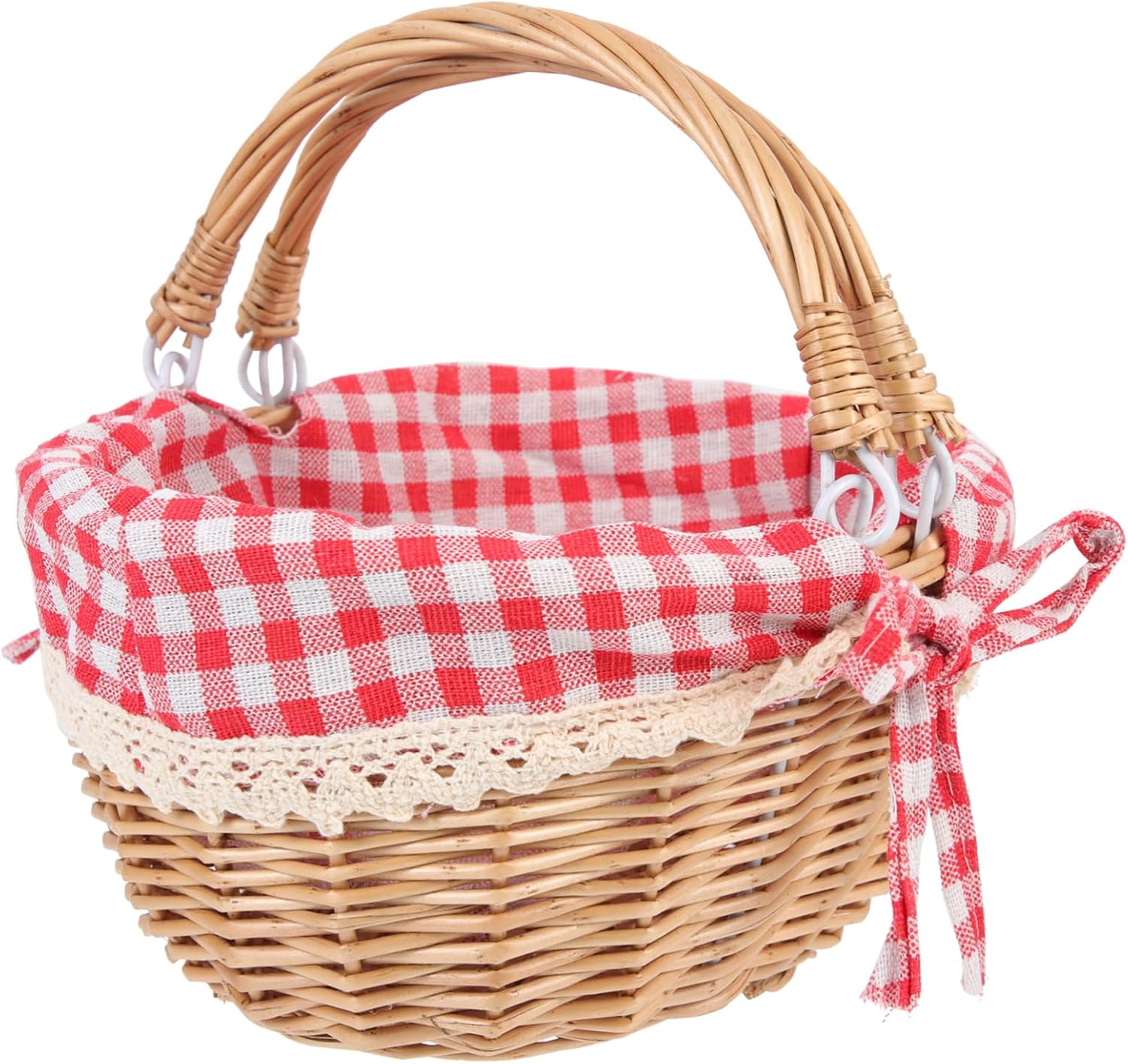 VICASKY Handmade Portable Woven Basket with Removable Lining Multi Purpose Design for Fruits Bread Snacks and Wine for Picnics Camping and Home Decor