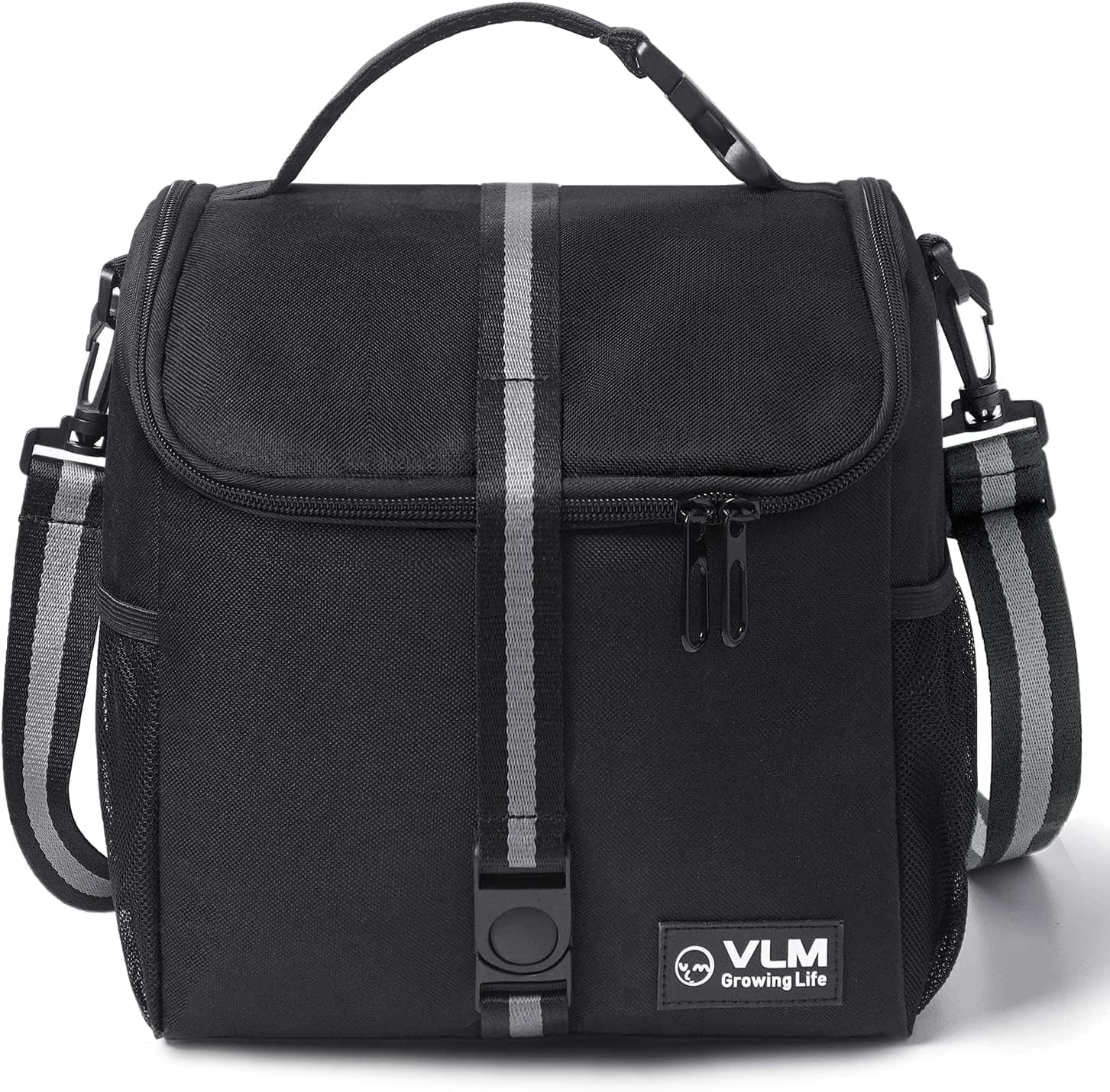 VLM Lunch Bags for Women,Leakproof Insulated Floral Lunch Box with Adjustable Shoulder Strap Reusable Zipper Cooler Tote Bag for Work,Picnic,Camping