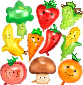 Vegetable Balloons Foil, 10 Styles Fruit and Veggie Balloon for Wedding Baby Shower Party Supplies