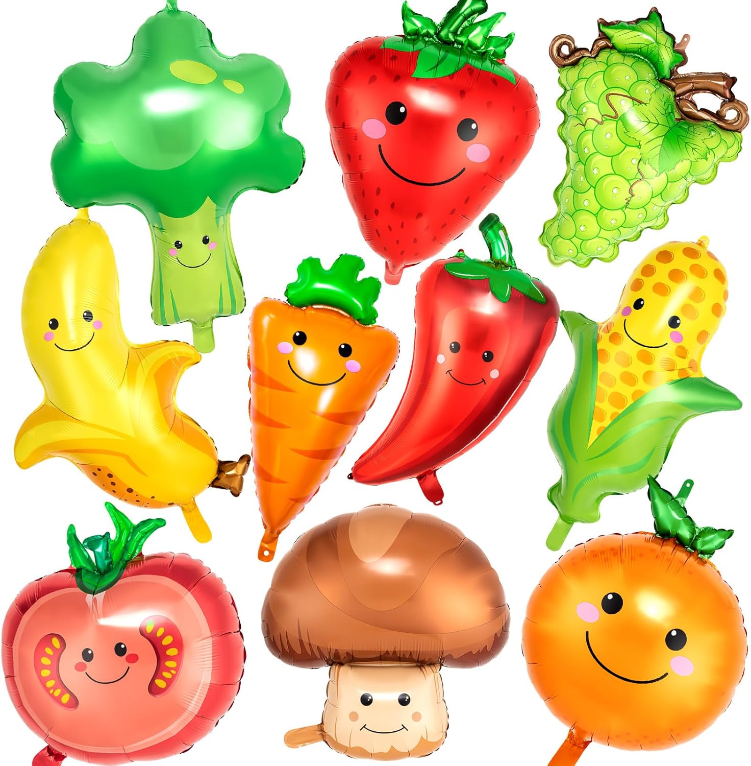 Vegetable Balloons Foil, 10 Styles Fruit and Veggie Balloon for Wedding Baby Shower Party Supplies