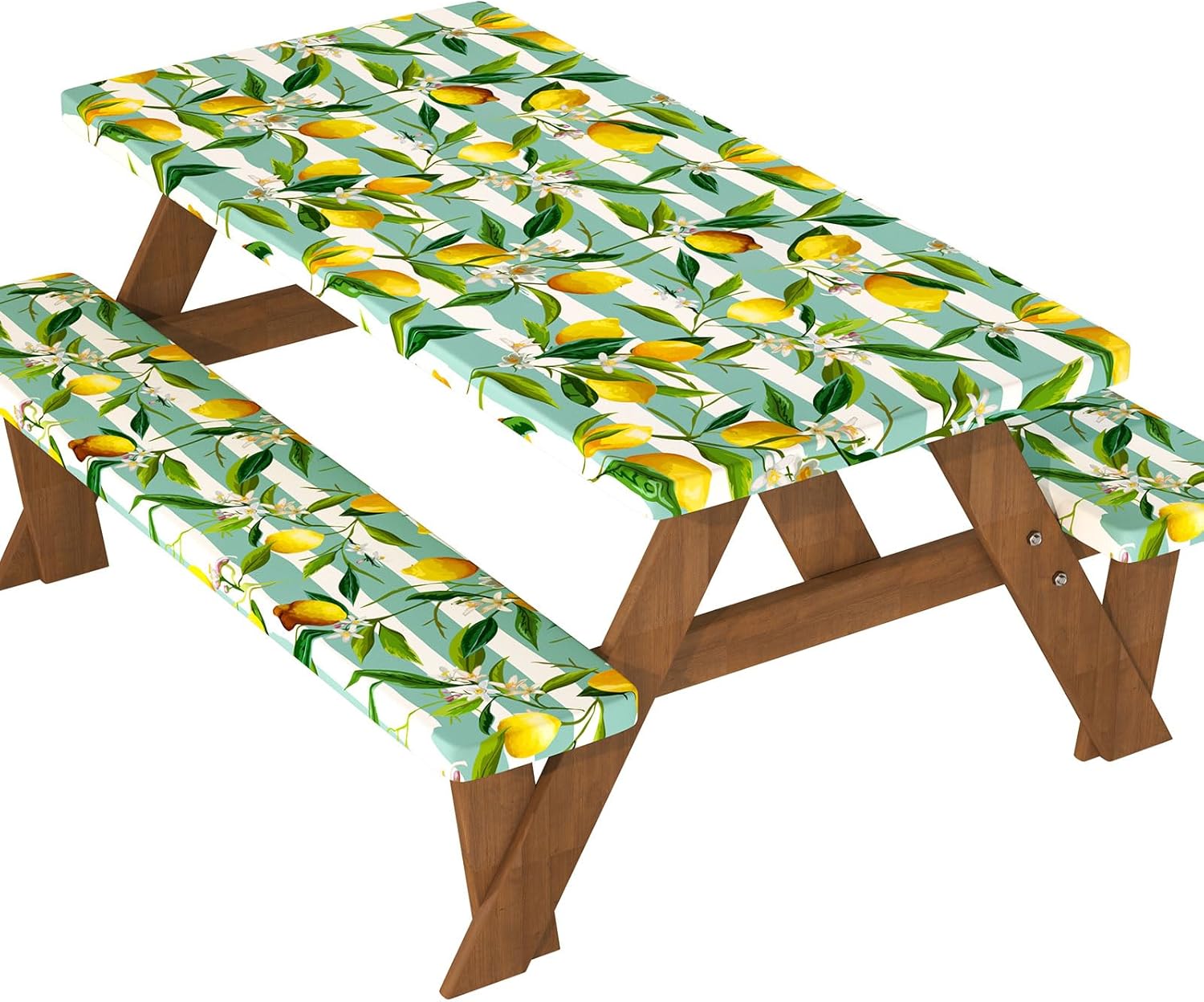 Velway Picnic Table Cover with Bench Covers: Elastic Fitted Water-Resistant Windproof Tablecloth with Storage Bag - 72x30 Inches 3Pcs Set Patio Table Cover for Outdoor/Camping/Garden