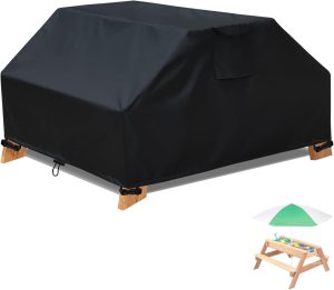 Waterproof Kids Picnic Table Cover for 3-in-1 Sand & Water Activity Table,Black Rectangle Small Picnic Table Cover for Toddler Wood Outdoor Convertible Picnic Table Weatherproof Protection