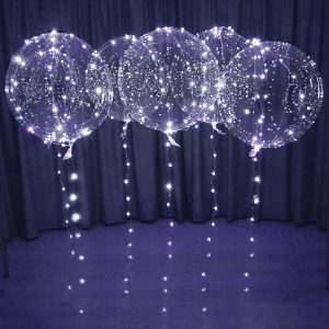 White LED Balloons Light up Bobo Party Balloons DIY kit-Clear Cold White LED Balloons for Helium or Air (cold white, 6 pack)