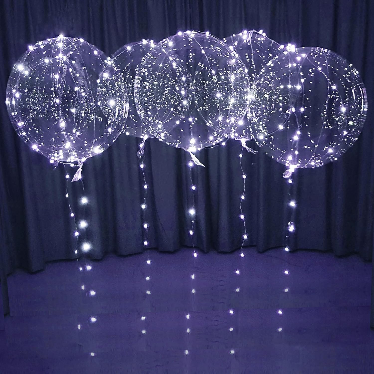 White LED Balloons Light up Bobo Party Balloons DIY kit-Clear Cold White LED Balloons for Helium or Air (cold white, 6 pack)