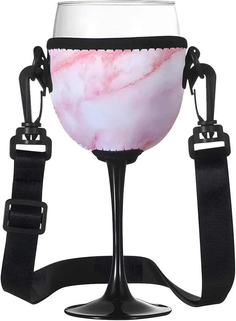 Wine Cup Holder Wine Glass Holder for the Neck, including Neck Strap (Lanyard), Christmas Birthday Wedding Party